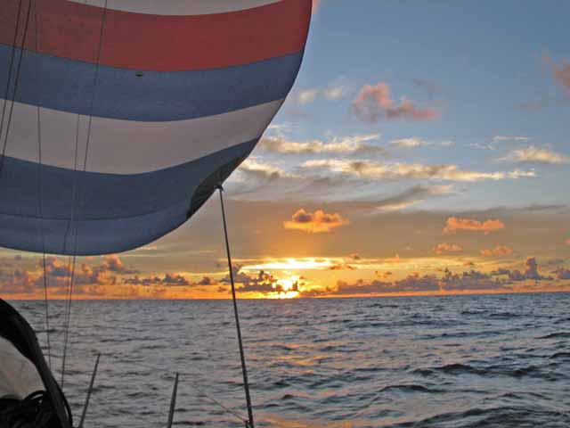 (Basile onder spinakker bij zonsondergang, bijna in Brazilie ...)